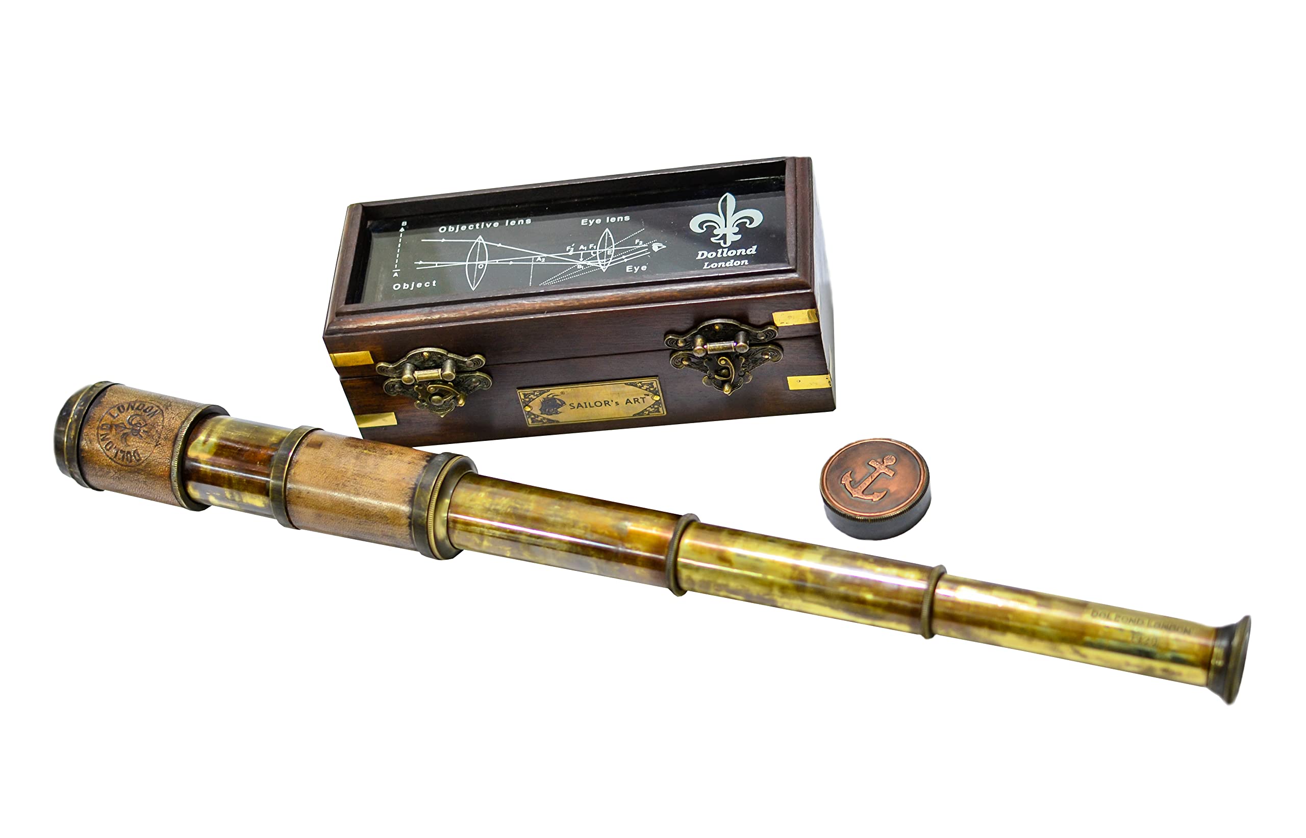 19世紀 フランス製 アンティーク 真鍮レンズ筒 木製カメラ用