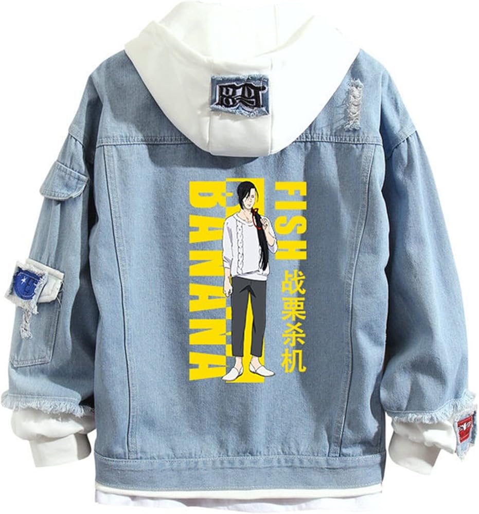 Anime Banana Fish Demin Jacket Hoodie Ash Lynx Cosplay Jeans