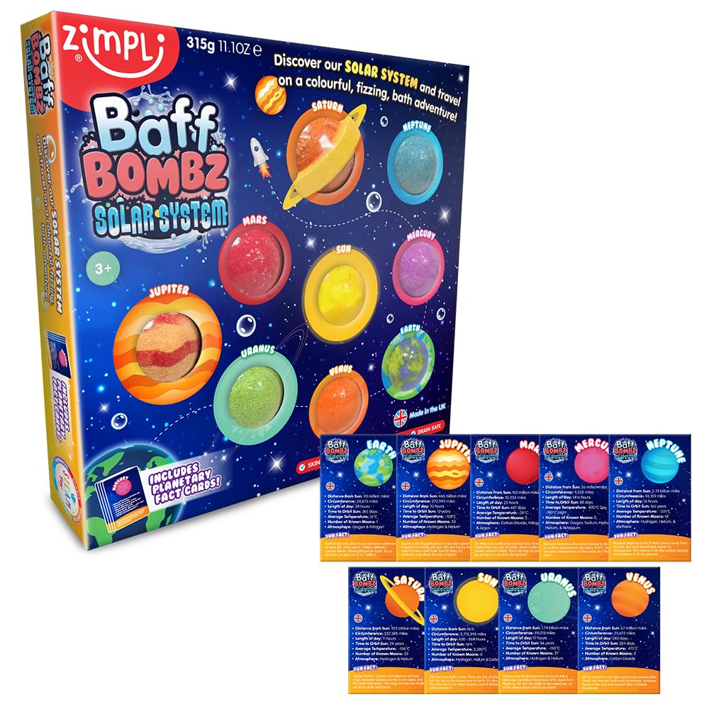 Amazon.com: Zimpli 9 x Solar System Bath Bombs Gift Set, 9 x