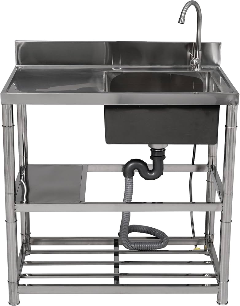 Amazon.co.jp: 屋外 流し台 ステンレス 幅80cm/100cm ガーデンシンク