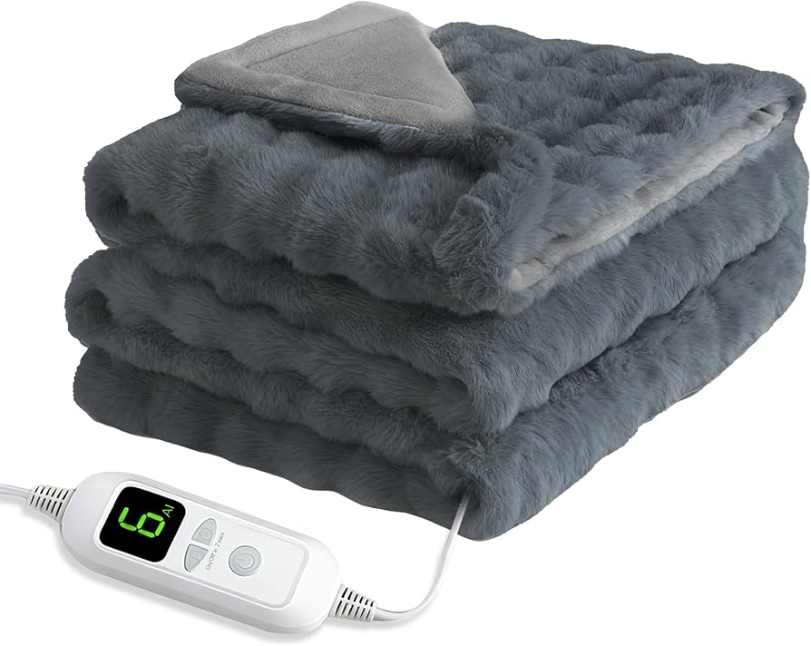 Amazon | 電気毛布 膝掛け 肩掛け 【2025 AI自動温度調整 表面ラビット