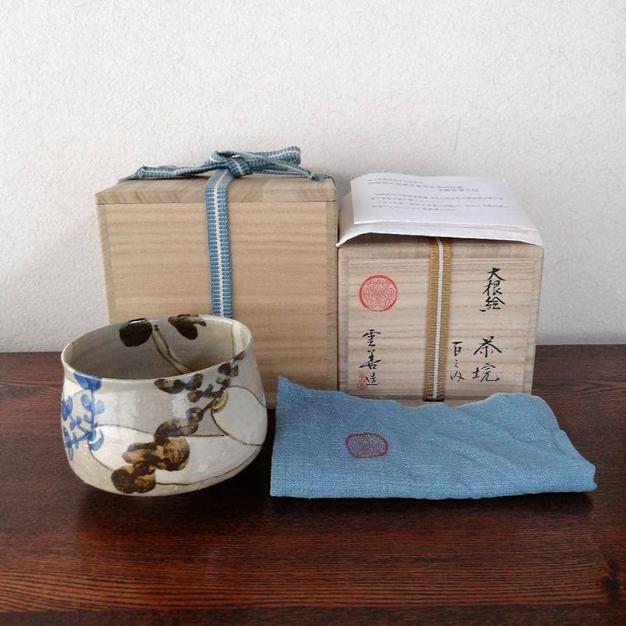 Amazon.co.jp: 布志名焼 雲善 大根絵茶碗 松江市制百周年記念作品 百個