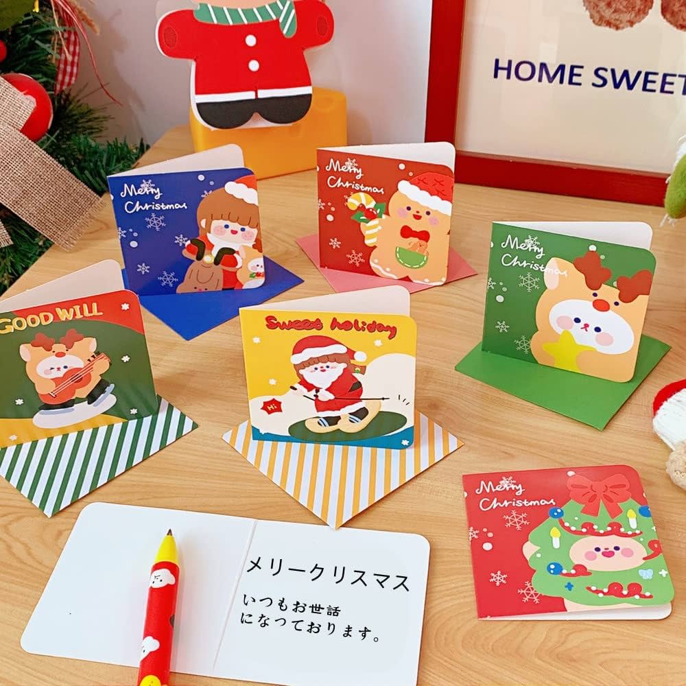 Amazon | クリスマス カードミニ 可愛い 12枚セット メッセージカード
