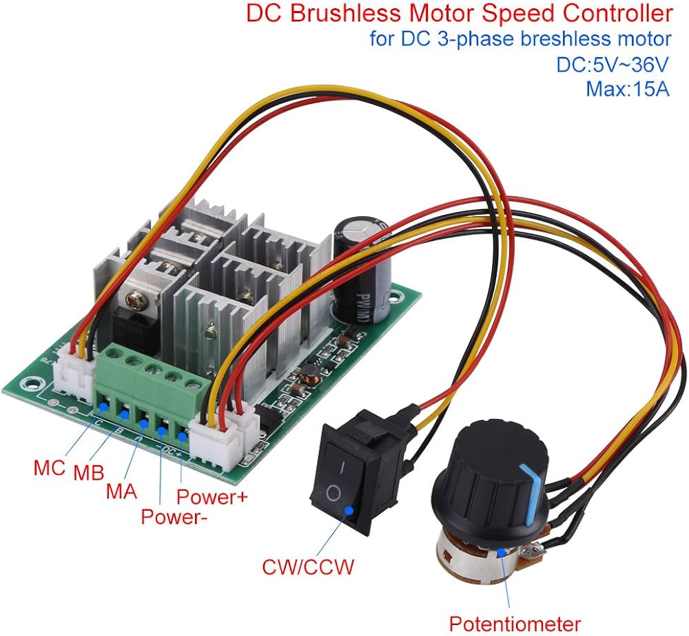 Amazon | DC 5V〜36V 15A 3相ブラシレスモーター速度コントローラー