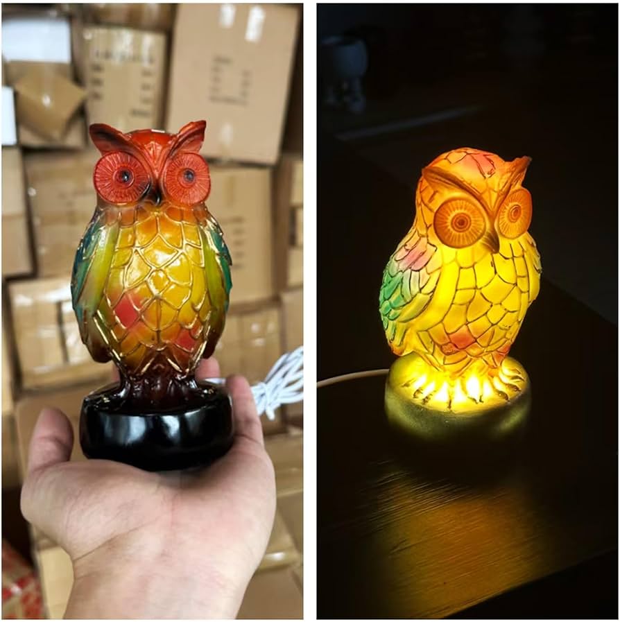 Amazon.co.jp : Yinhamnl レトロ ステンドグラス フクロウ ナイト