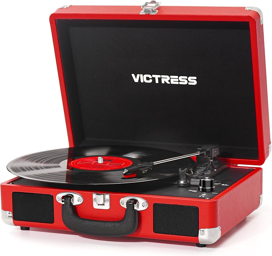 Amazon.com: VICTRESS Vinyl Record Player, Portable Suitcase