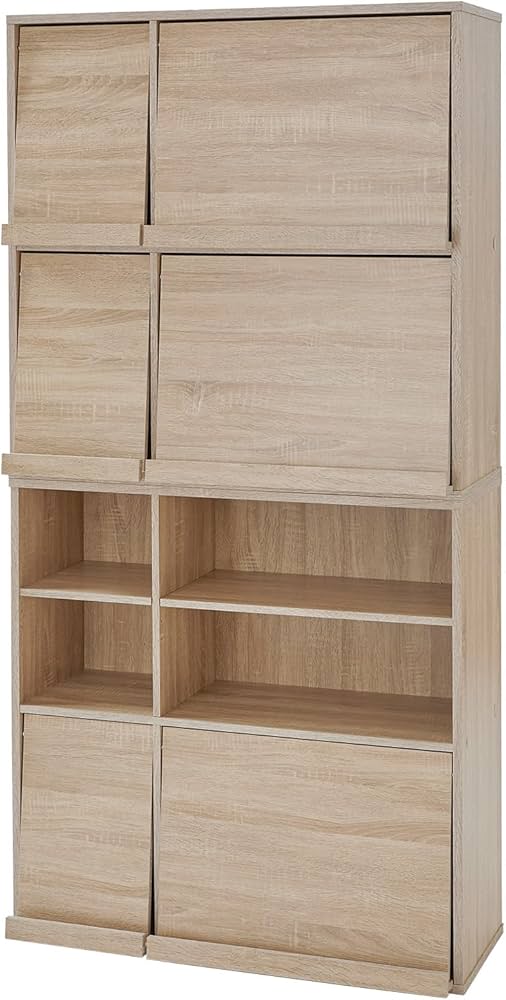 Amazon｜LOWYA ロウヤ ディスプレイラック 本棚 扉付き 収納棚 木製