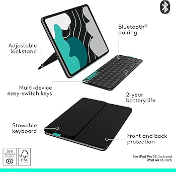 Amazon.com: Logitech Flip Folio, Keyboard Case for iPad Pro 13