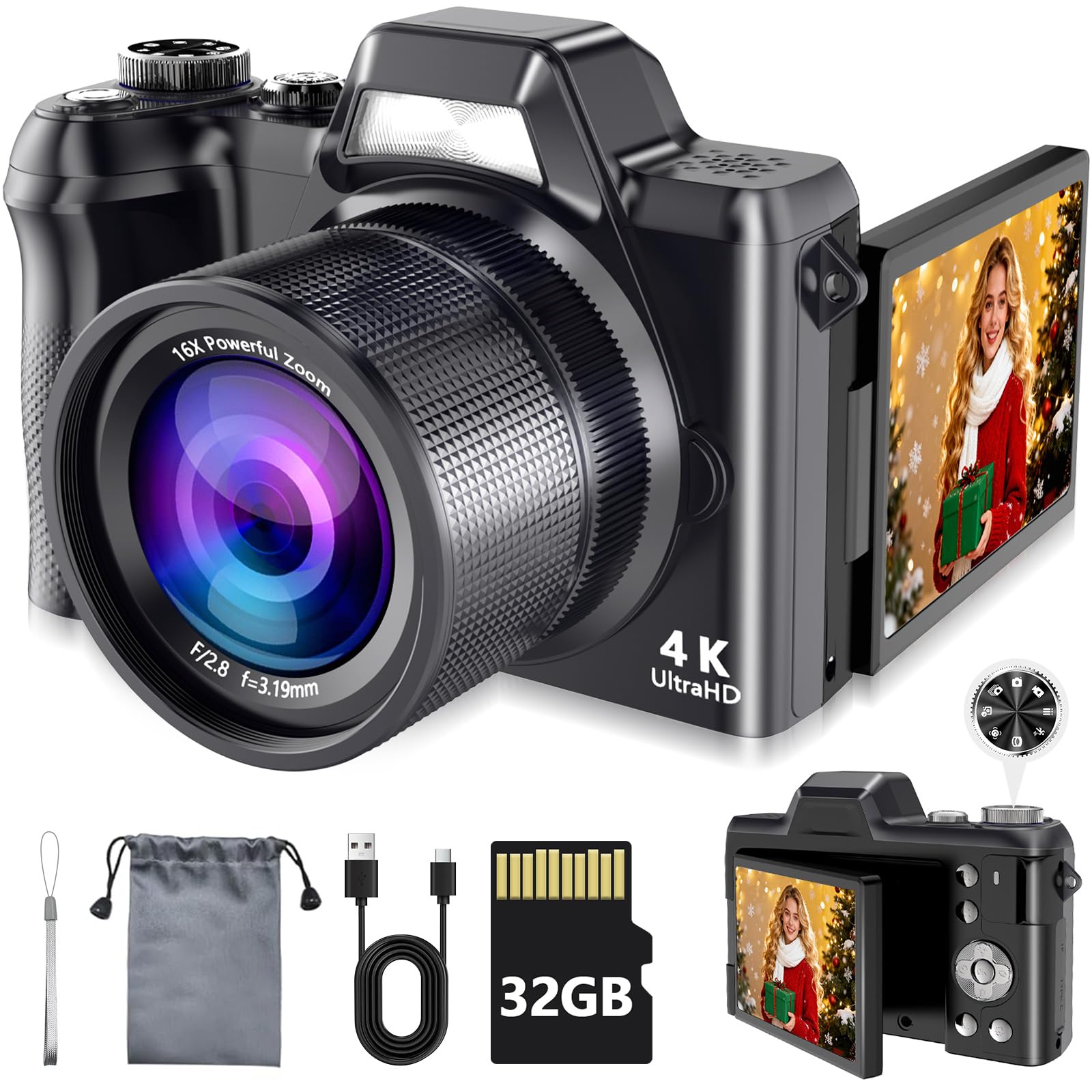 Amazon.com : 4K Digital Camera for Photography & Vlogging, 56MP