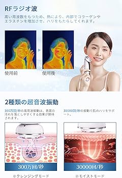 Amazon.co.jp: 【1台8役 温冷機能】 超音波美顔器 RF美顔器 ION+ ION