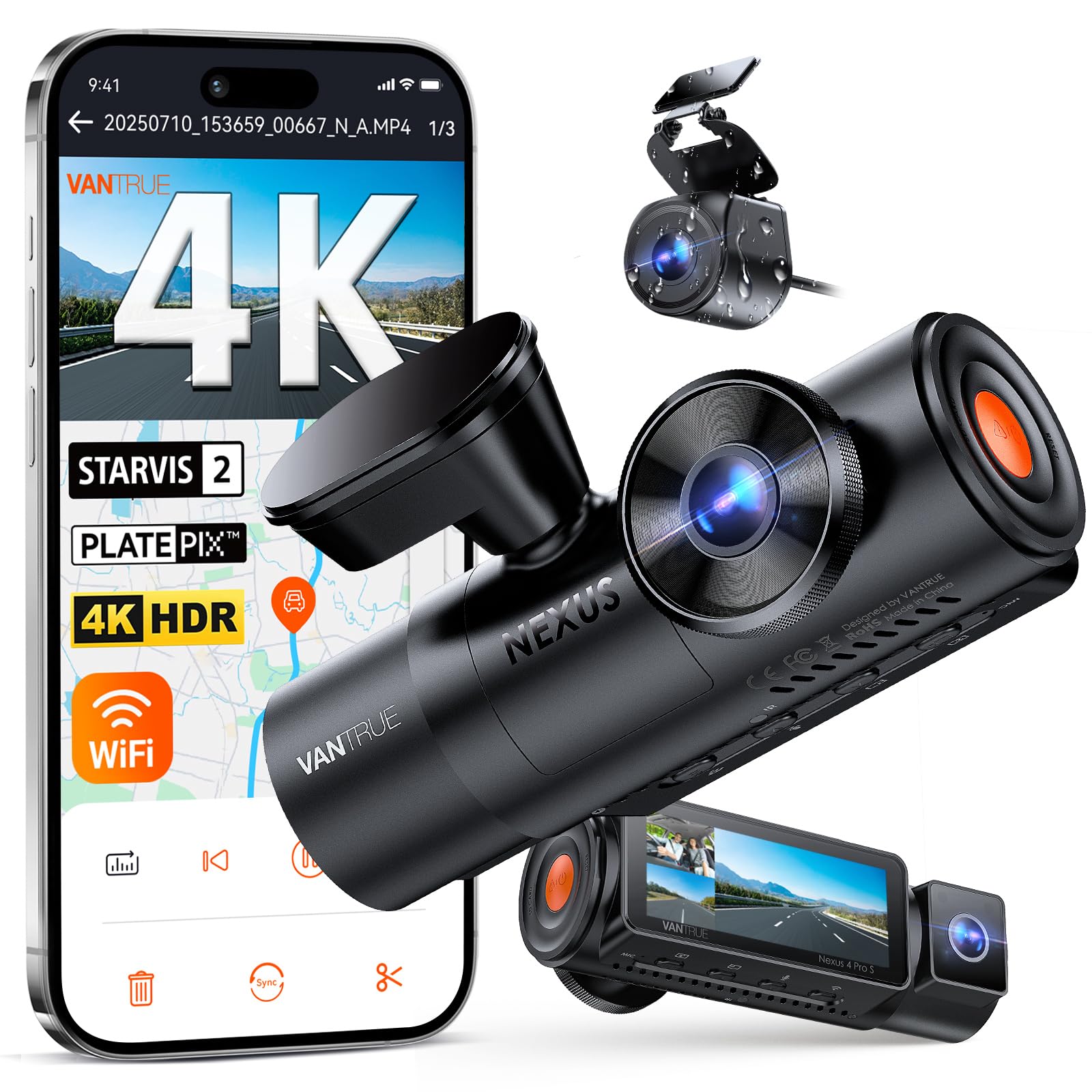 Amazon.com: Vantrue N4 Pro S 4K 3 Channel Dash Cam w/Triple