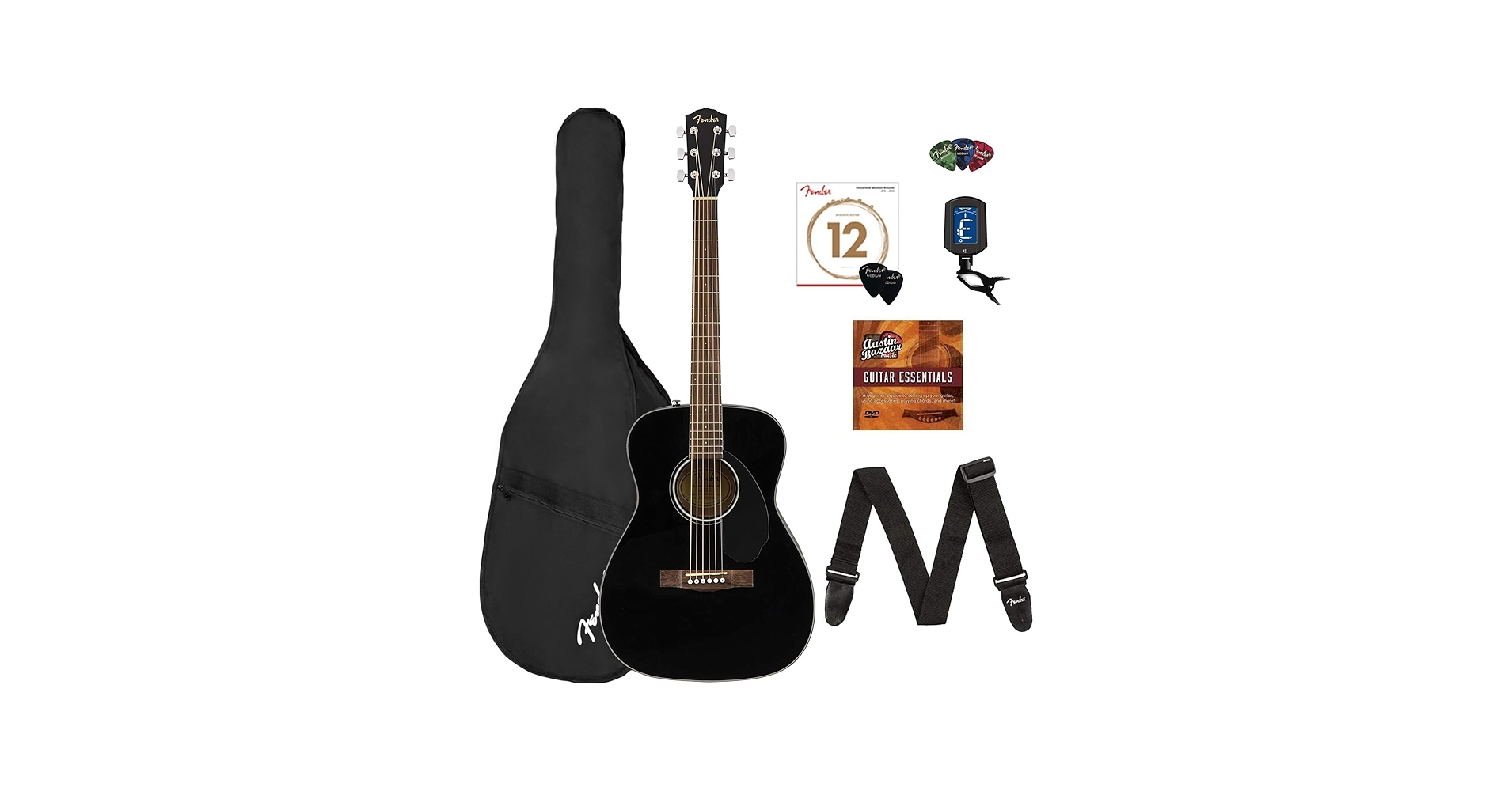 Amazon.com: Fender CC-60S Concert Acoustic Guitar - Black Bundle