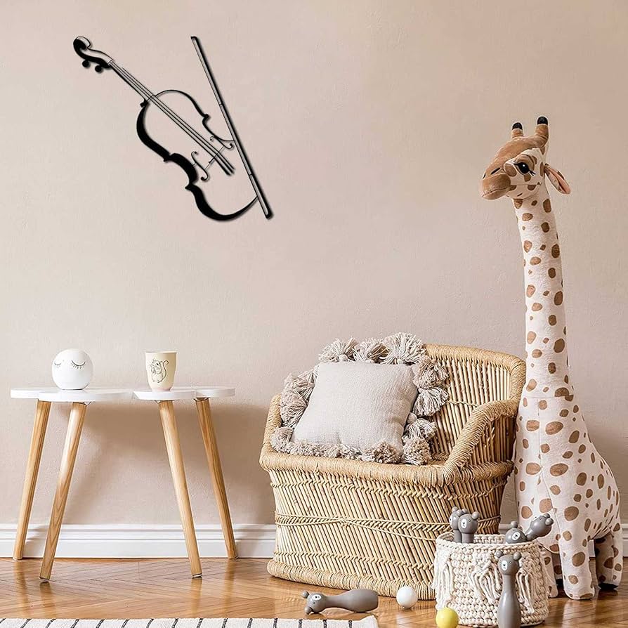 Amazon.co.jp: 金属バイオリン音符ウォールアート、楽器壁シルエット