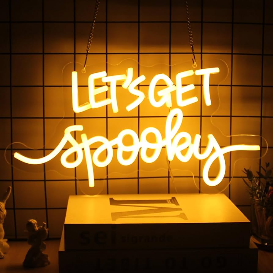 Let's Get Spooky Neon Signs Halloween Neon Sign Yellow Letter LED