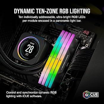CORSAIR VENGEANCE RGB DDR5 RAM 32GB (2x16GB) 6400MHz CL36-48-48