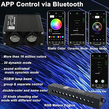 AZIMOM Dual Color 32W Fiber Optic Starlight Headliner Kits 900pcs