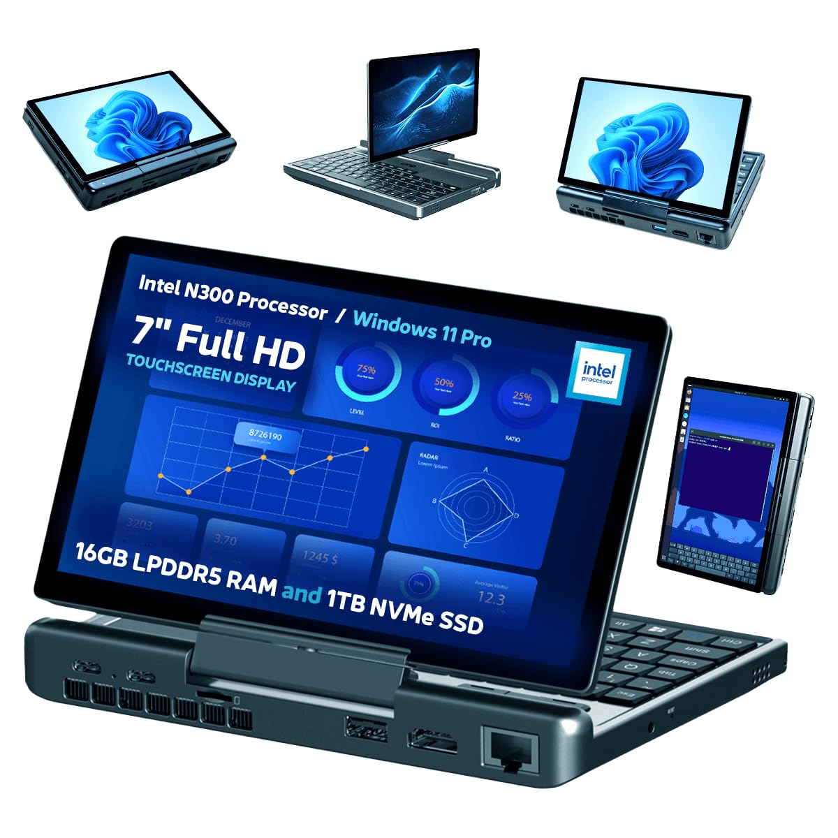 GPD MicroPC 2 Windows 11 Pro Miniordenador portátil con Pantalla