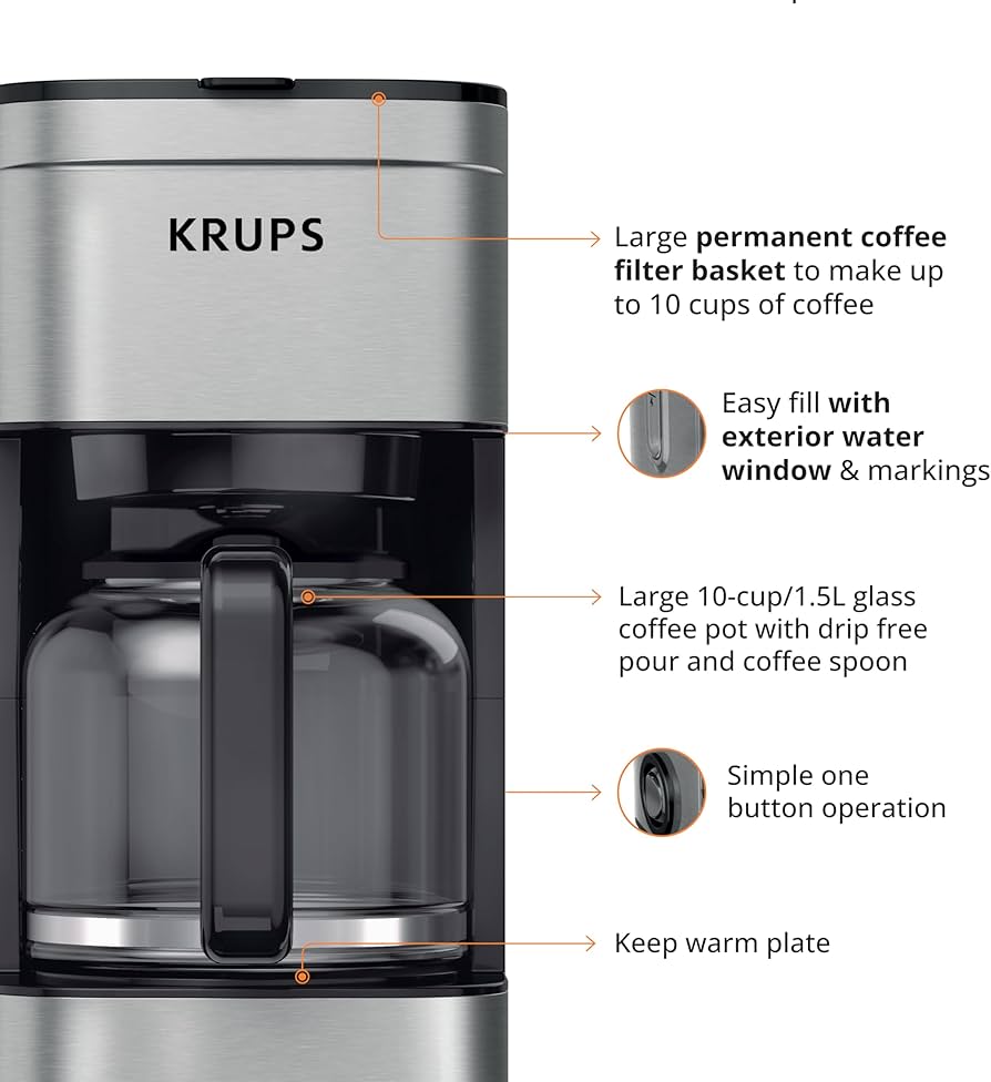 Amazon.com: KRUPS Coffee Maker 10 Cups Simply Brew Stainless Steel