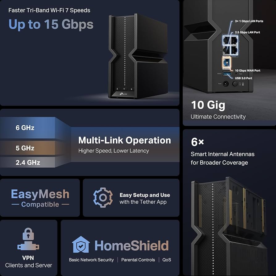 Amazon.com: TP-Link Tri-Band BE15000 WiFi 7 Router Archer BE700