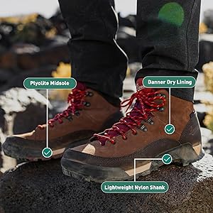 Amazon | Danner 634338D パノラマミッド6インチ ブラウン/レッド 8D