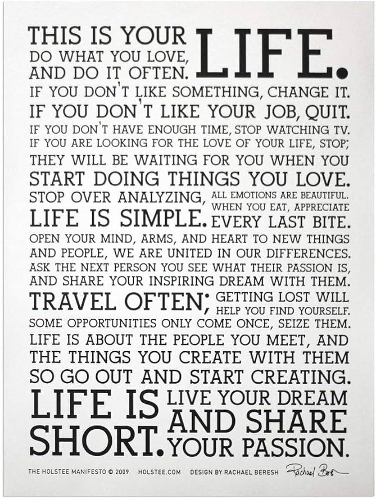 Holstee Manifesto Poster - The Original This is Your Life Poster
