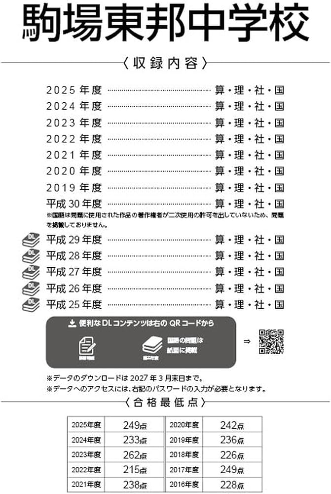 最新版 ＞ 駒場東邦中学校 2026年度版 【 過去問 8+5年分 】 駒東