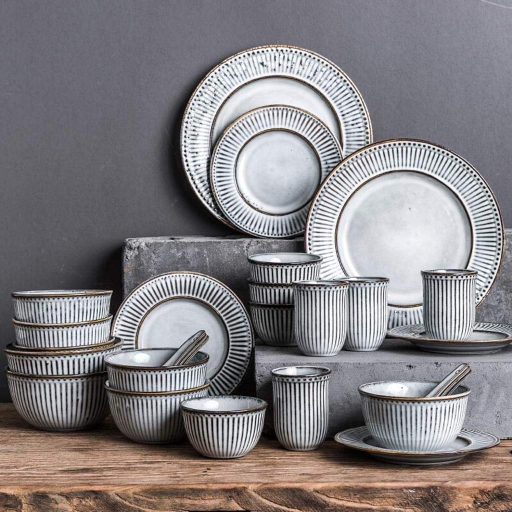 英国】 アールデコ ディナーセット 4名用28本組 A1プレート 英国