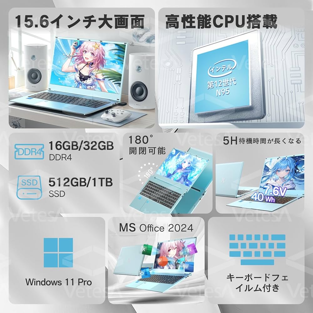 Amazon.co.jp: VETESA 2026新版 ノートパソコン 日本語キーボード