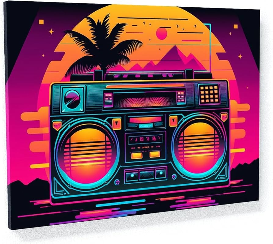 Amazon.com: Sense Canvas Synthwave Retro Boombox 53 Canvas Art