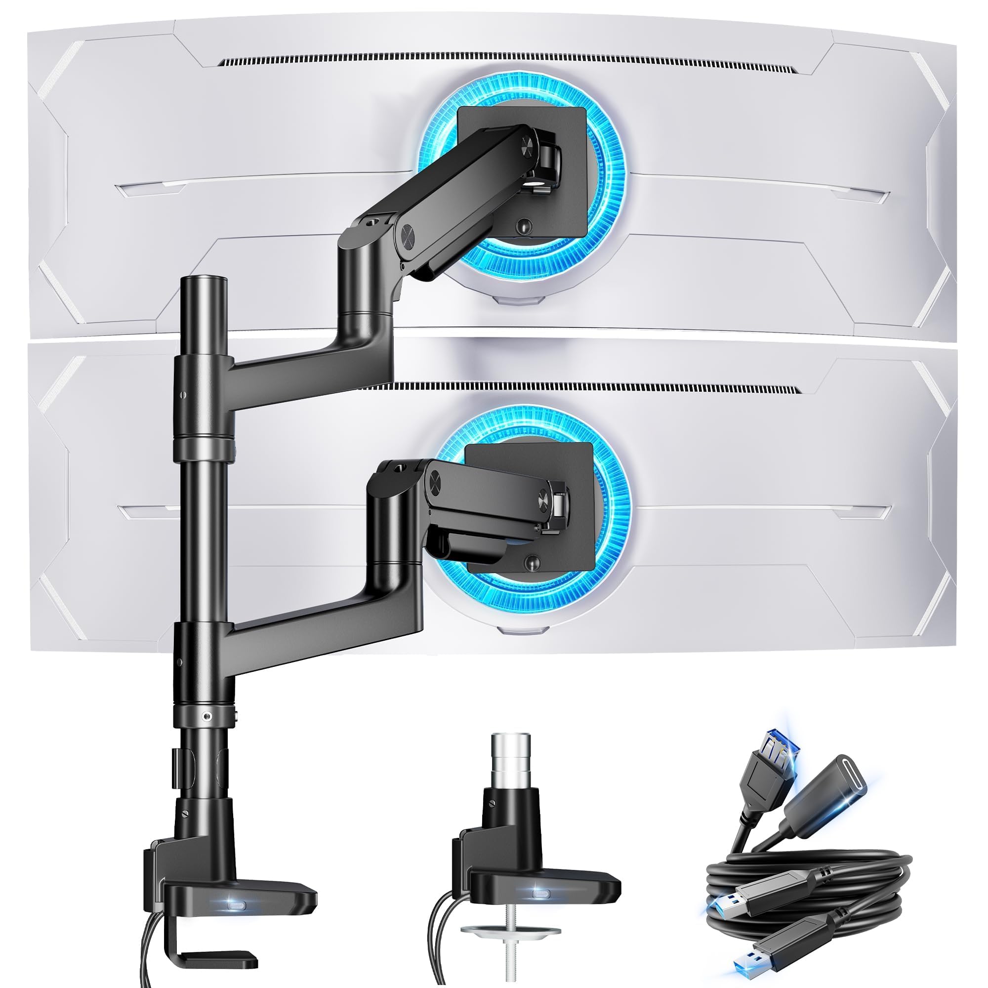 Amazon.co.jp: ARES WING デュアルモニターアーム ウルトラワイド 高