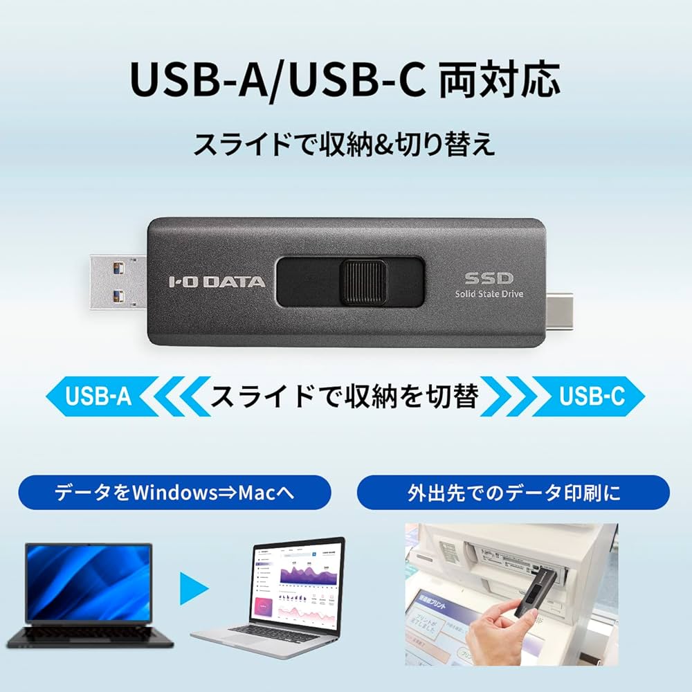 Amazon | アイ・オー・データ IODATA スティックSSD 1TB USB-A&USB-C