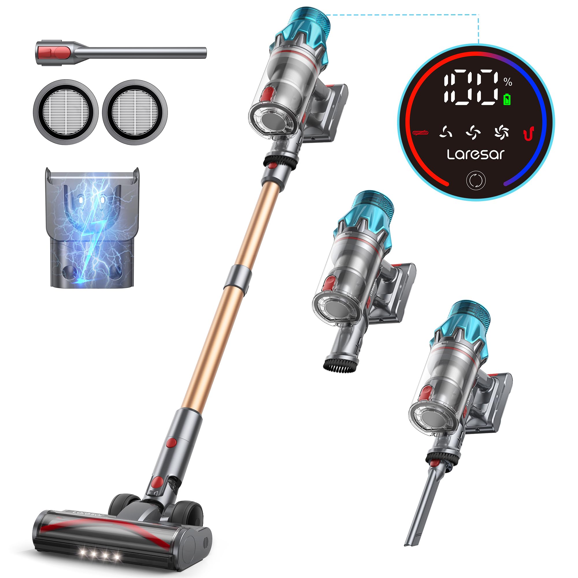 Amazon | コードレス掃除機 550W 45kpa強力吸引 絡まないヘッド 60分