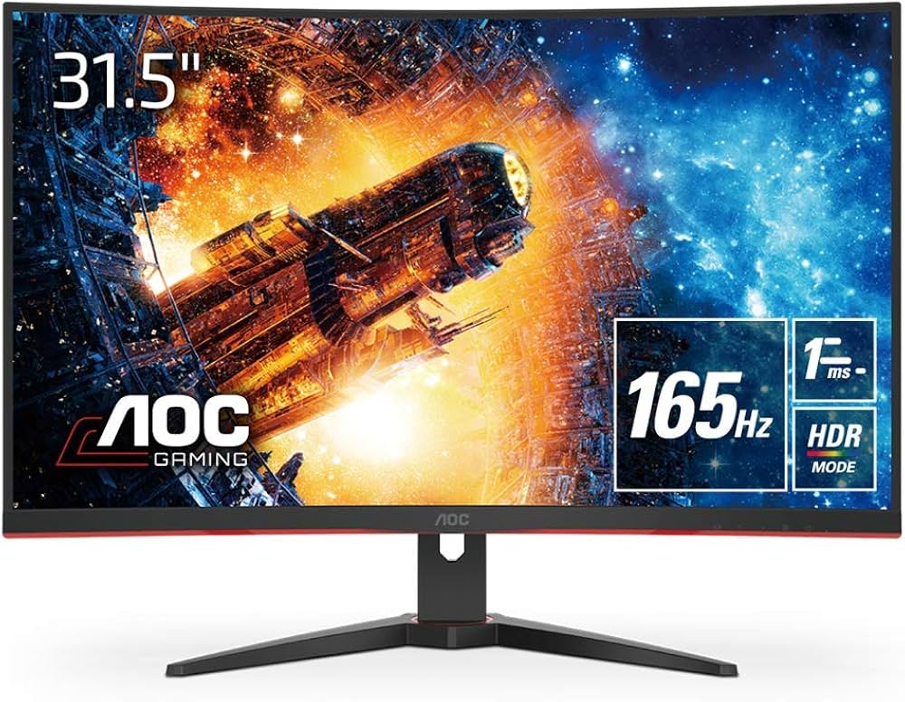 AOC モニター 1K 144Hz 32インチ 曲面型 AOC、144Hz駆動の曲面フルHD
