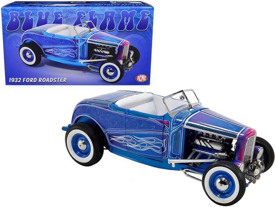 Amazon.com: 1932 Roadster Hot Rod Blue Metallic with Flames and