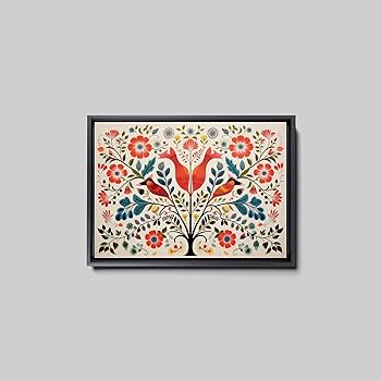 Amazon.com: Nordic Garden, Scandinavian Folk Art Birds and Flowers