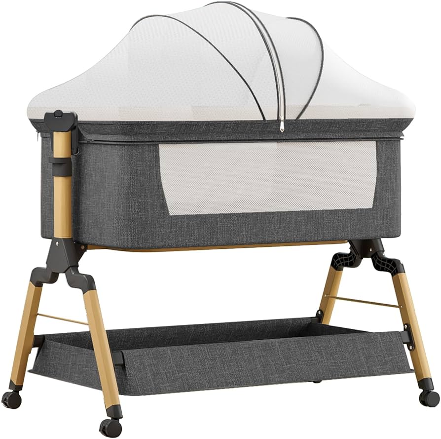 Amazon.co.jp: ベビーベッド 添い寝 折りたたみ ハイローベッド 高さ3