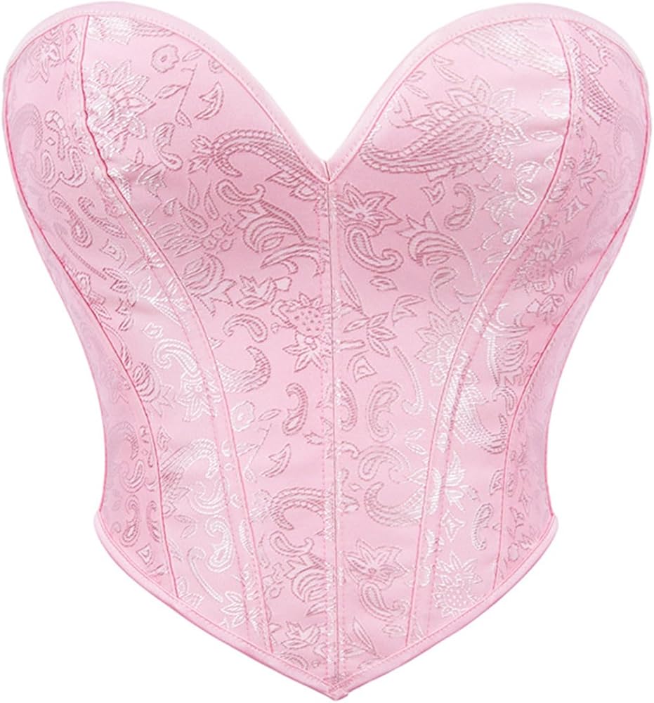 Sinzelimin Women's Overbust Corsets Gothic Fishbone Support Lace