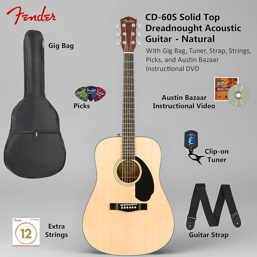 Amazon.com: Fender CD-60S Solid Top Dreadnought Acoustic Guitar
