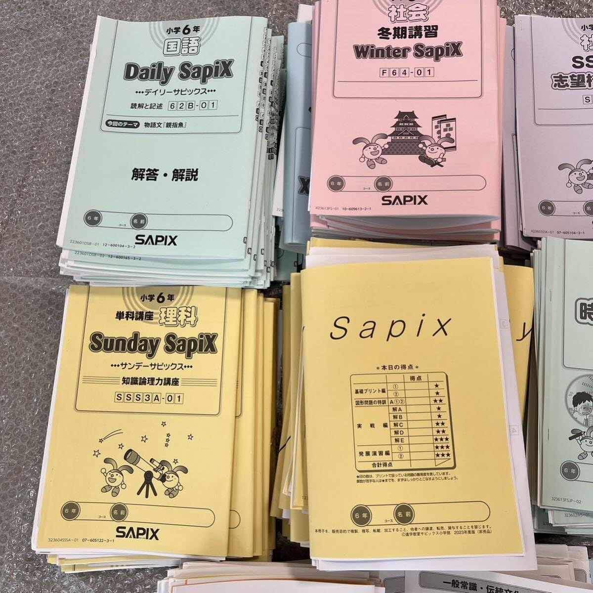 胡珺 ①サピックス6年教材4教科フルセット+大量プリント等 SAPIX