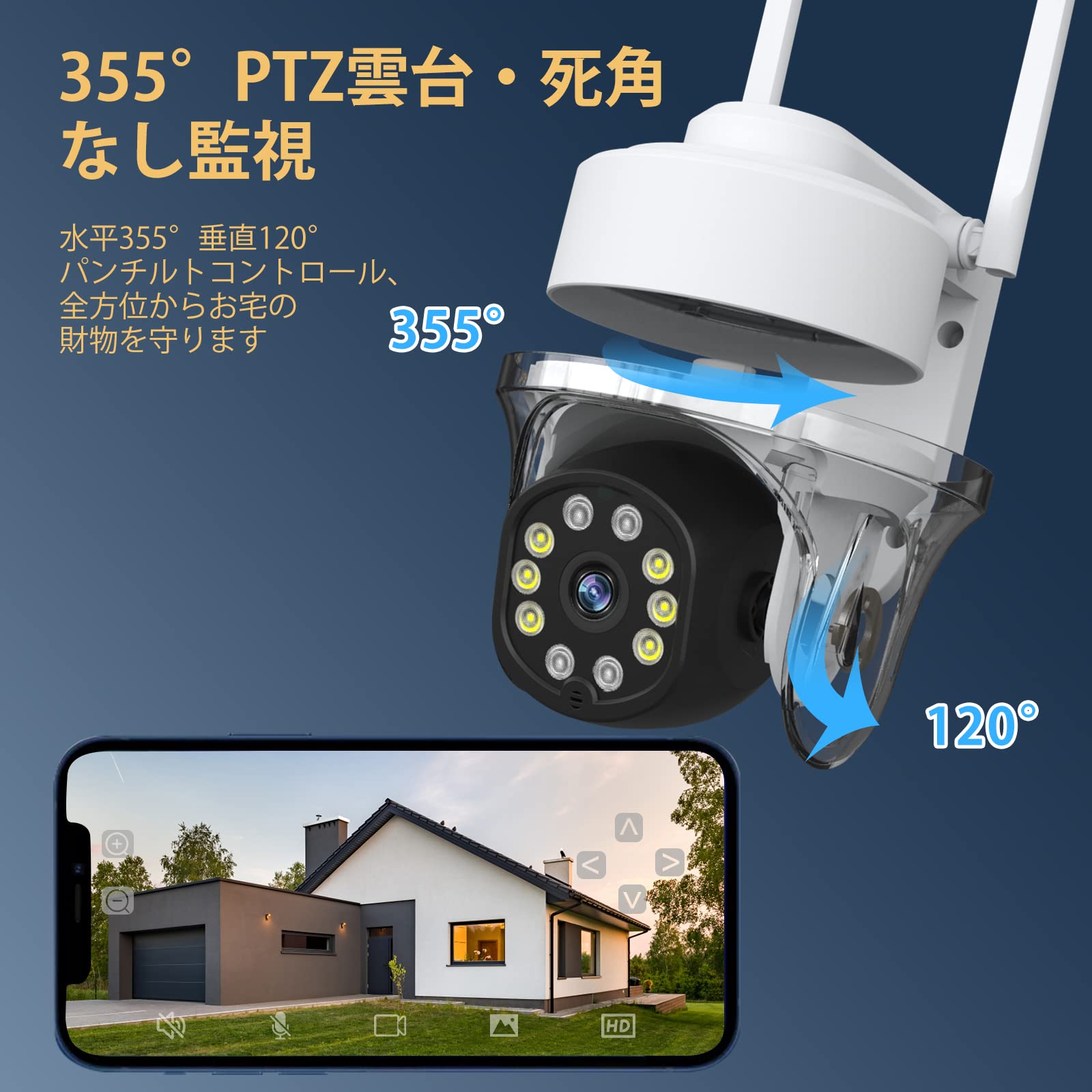 Amazon.co.jp: 【500万画素・Alexa対応】ワイヤレス PTZ防犯カメラ