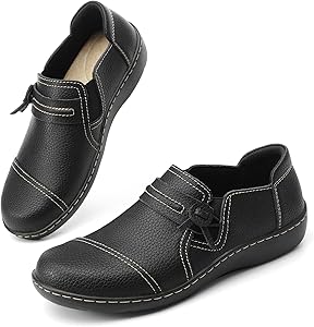 Amazon.com | LAZYPOP Women's Classic Comfort Black Leather Loafers