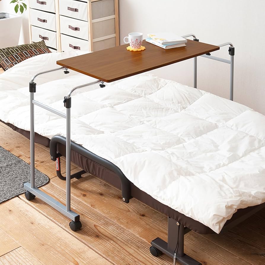 Amazon.co.jp: 永井興産 伸縮式ベッドテーブル キャスター付 高さ・幅