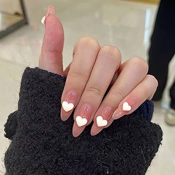 Amazon | ハート ネイルパーツ 約100個入り 3d 立体 白 ぷっくり