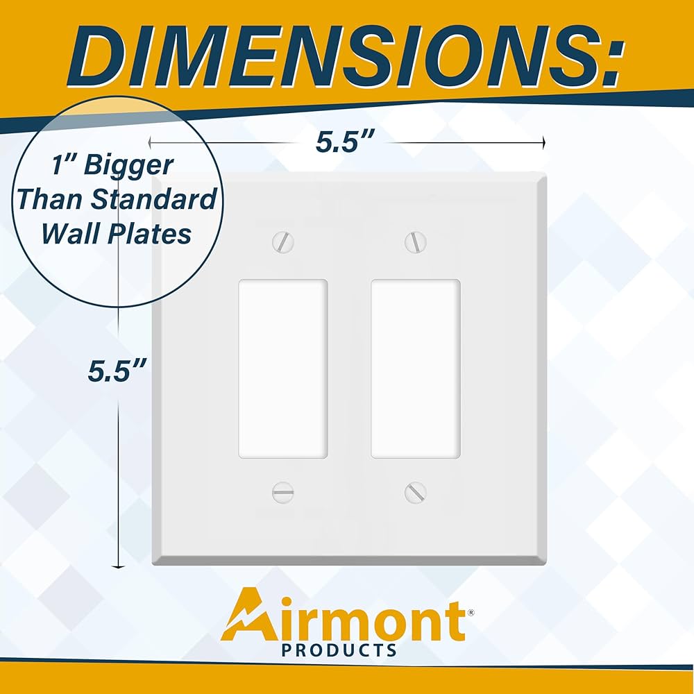 2-Gang Oversized White Metal Rocker Switch Wall Plate – 5.5