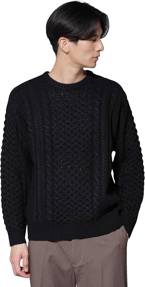 Amazon.co.jp: [ナノ・ユニバース] ローゲージ ケーブルニット メンズ
