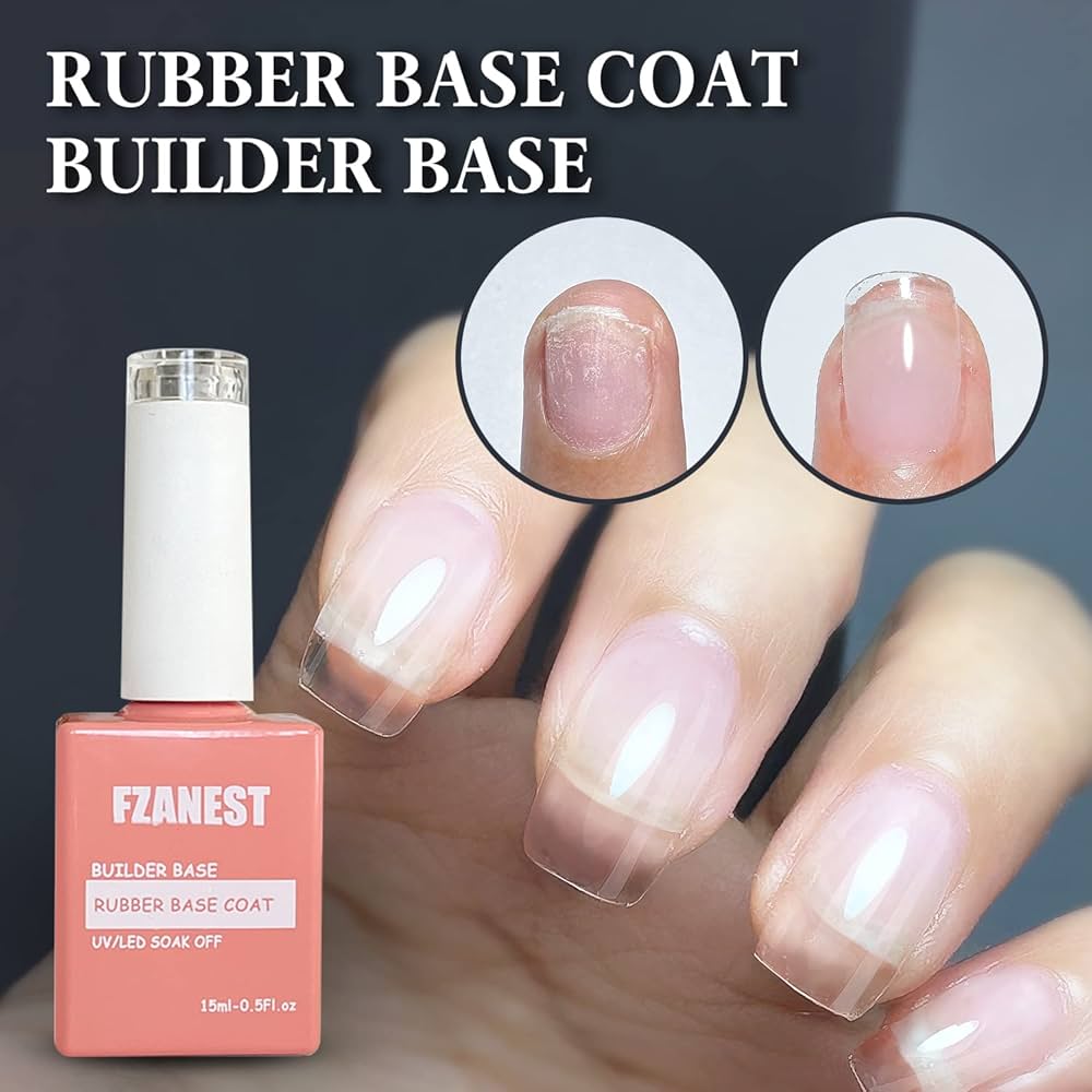 FZANEST Nude Builder Base Gel For Nails,Rubber Base Clear Sheer