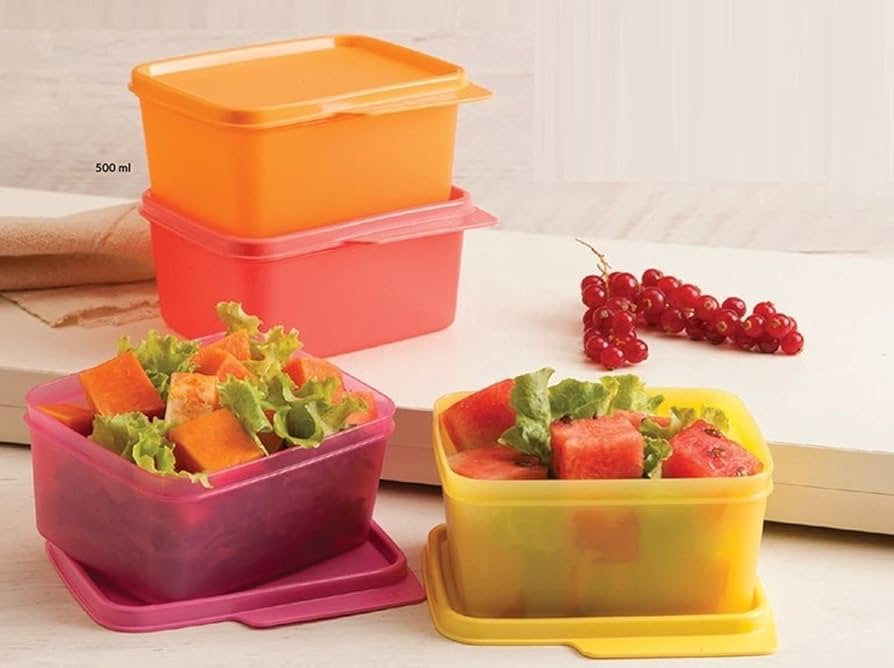 Amazon | Tupperware Keepタブプラスチックコンテナセット、500 ml、4