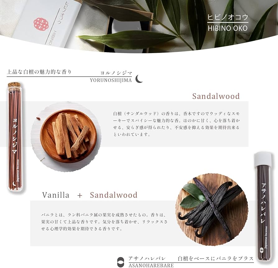 Amazon.co.jp: 白檀 お香 2種の焚き比べセット ヒビノオコウ 白檀香2
