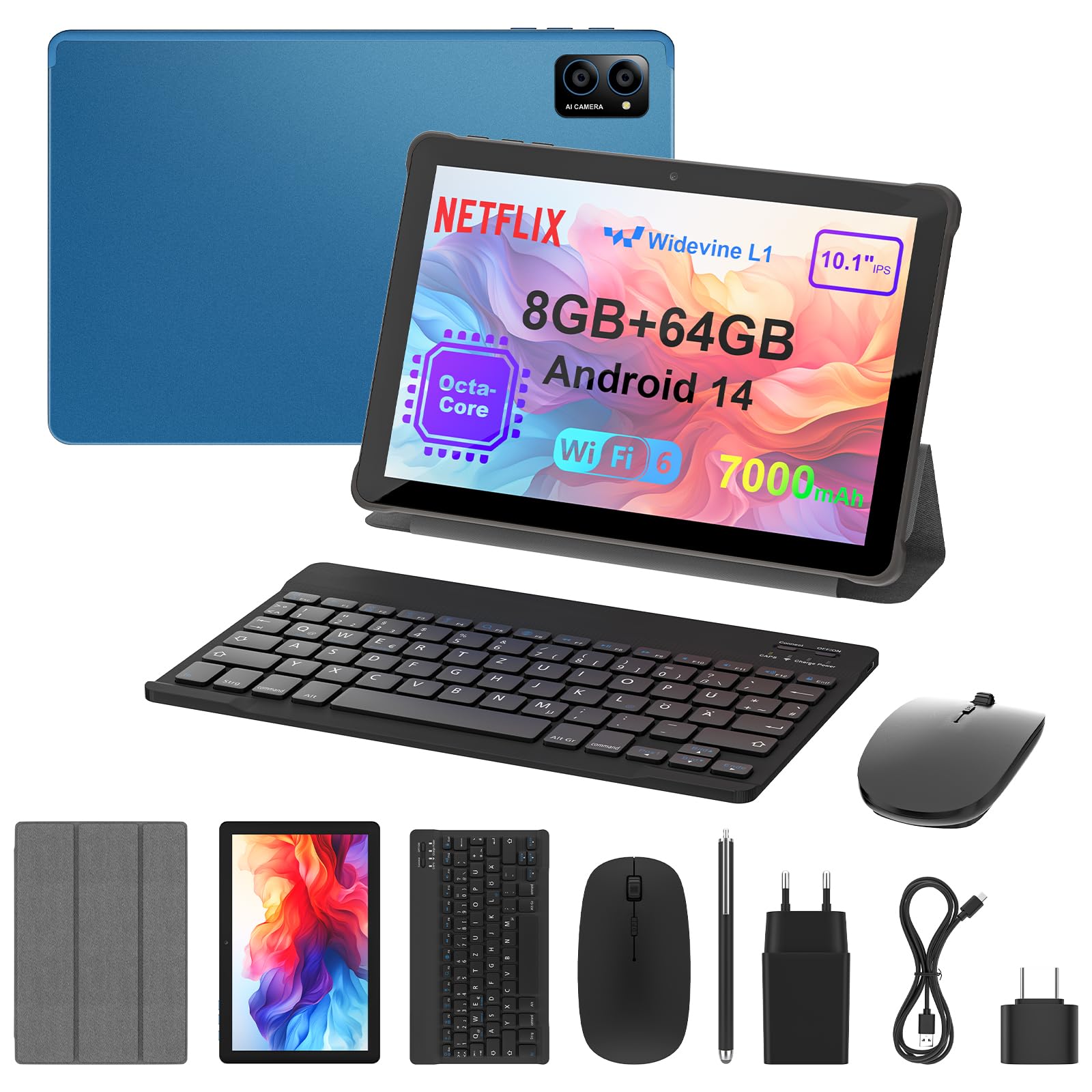 Amazon.com : 10 inch Android 14 Tablet: Octa-Core, 8GB RAM 64GB