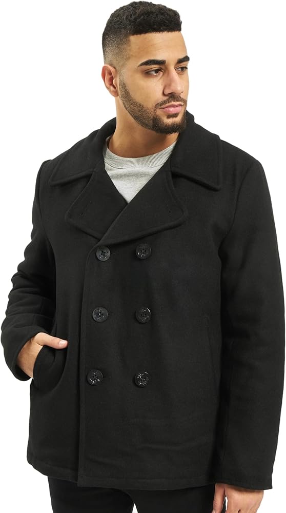 Brandit Men's Pea Coat Black Size M at Amazon Men's Clothing store